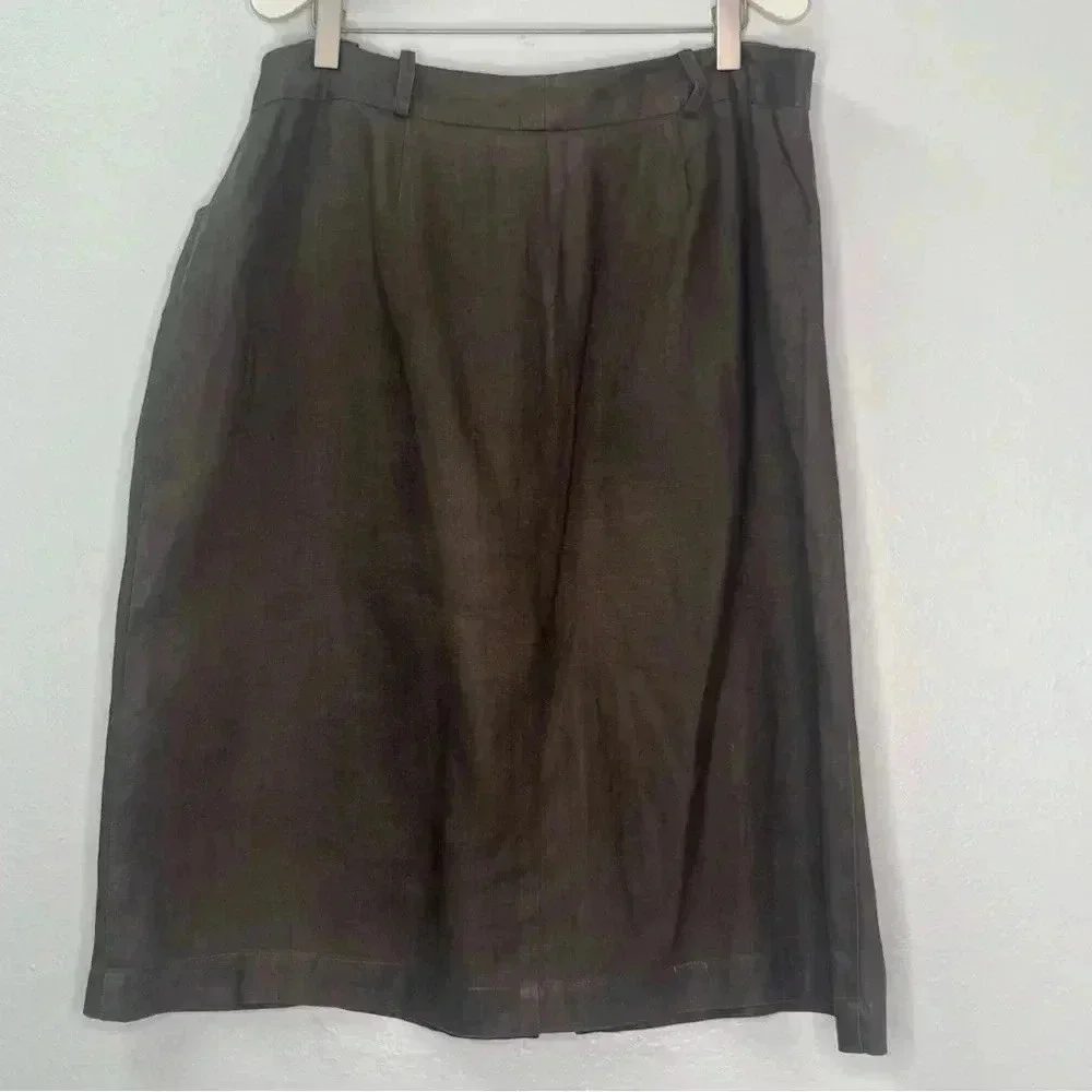 Tyler Böe 100% Linen Skirt‎ Front Slit Pockets Sz 14